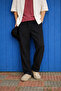 Men's Trend Premium Loose Black Linen Trousers - 2