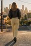 Women's High Waist Loose Summer Beige Jogger Linen Trousers - 5