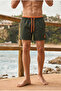 Men's Loose Lined Zippered Trendy Khaki Swim Shorts - 4