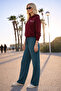Women's High Waist Elastic Khaki Linen Trousers - 2