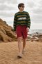 Men's Regular Lace-Up Casual Red Basic Shorts - 4
