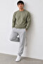 Men's Basic Long Loose Khaki Knit Sweater - 2