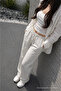 Women's Premium Jogger Relax Fit Summer Gray Linen Trousers - 2