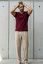 Men's Relaxed Fit Burgundy Loose V-Neck T-Shirt - 4