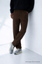Men's Casual Summer Trend Loose Dark Brown Linen Trousers - 5