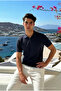 Men's Casual Comfortable Textured Navy Blue Polo Neck T-Shirt - 3