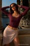 Women's Lace Square Neck Burgundy Corset Blouse - 3