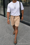 Men's Premium Jogger Relax Fit Beige Short Combed Cotton Shorts - 4