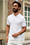 Men's Polo Collar Textured White Knitwear Short Sleeve T-Shirt - 6