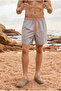 Men's Trendy Summer Gray Swim Shorts with Elastic Waist - 4