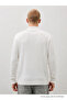 Men's Striped Long Loose Zippered White Knitwear Sweater - 6