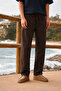 Men's Relax Fit Summer Loose Brown Linen Trousers - 2