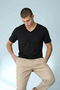 Men's Straight Fit Black V-Neck T-Shirt - 4