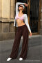 Women's Trend High Waist Coffee Palazzo Pants - 4