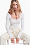 Women's Square Collar White Lace Stylish Blouse - 4