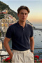 Men's Summer Cotton Textured Loose Navy Blue Polo Collar T-Shirt - 6