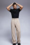 Men's Loose Wide-Leg Casual Cream Baggy Pants - 3