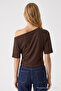 Women's Off-Shoulder Short Sleeve Coffee Blouse - 5