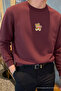 Men's Tiger Printed Loose Fit Burgundy Sweatshirt