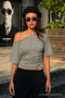 Women's Daily Casual Tight-Fitting Gray Crop Blouse - 5