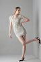 Women's Short Sleeve Polka Dot White Mini Dress - 3