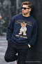 Chicago Bear Embroidered Retro City Men's Navy Blue Sweatshirt - 4