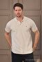 Men's Beige 100% Cotton Report Polo Neck T-Shirt - 5