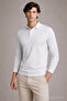 Men's Casual White Polo Neck Knit Sweater - 4