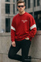 Men's Winter Printed Oversized Red Sweatshirt - 4