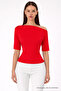 Women's Off-Shoulder Short Sleeve Red Tight Blouse