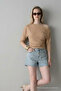Women's Short Sleeve Cotton Tight-Fitting Beige T-Shirt - 4