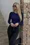 Women's Premium Casual Navy Blue Slim Blouse - 4