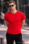 Men's Crew Neck Slim Basic Red T-Shirt