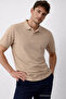 Men's Casual Loose Cream Polo Neck T-Shirt - 4