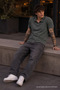 Men's 100% Cotton Smoked Polo Neck T-Shirt - 2