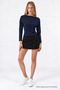 Women's Navy Blue Fitted Plain Boat Neck Blouse - 2