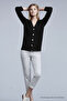 Women's Winter Comfortable V-Neck Black Knit Sweater - 3
