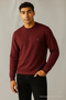 Herren Basic dicker, lockerer Winterpullover in Bordeauxrot - 6