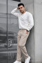 Men's Double Pleated Loose Cream Baggy Trousers - 2