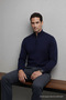 Men's Winter Loose Trendy Navy Blue Knit Sweater - 5