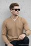 Men's Premium Caramel V-Neck Knit Sweater - 3