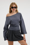 Women's Off-The-Shoulder Wide-Sleeve Smoked Blouse - 5