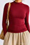 Women's Bodycone Crop Long Sleeve Burgundy Blouse - 5