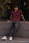 Men's 100% Cotton Claret Red Polo Neck T-Shirt - 2