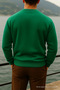 Men's Thick Crew Neck Casual Green Sweater - 6