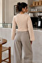 Women's Soft Beige Blouse with Ankle-Tightening Detail - 3