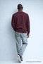 Men's Embroidered Shiny Claret Red Sweatshirt - 6