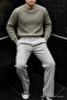 Men's Wide Leg Loose Gray Baggy Trousers - 6