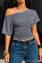 Women's Off-Shoulder Smoked Crop T-Shirt - 6