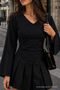Women's V-Neck Casual Black Blouse for the Off-Season - 5